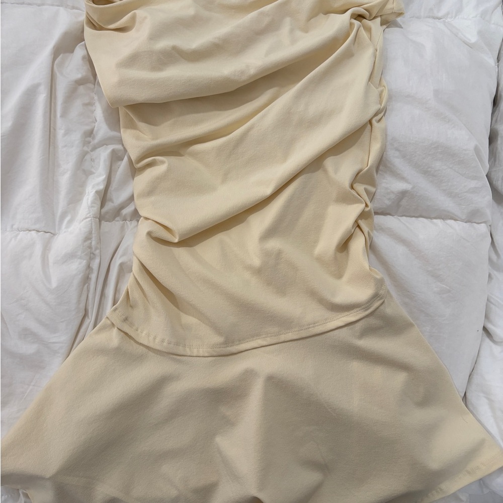 Zara Cream Ruched Mini Dress